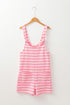 Pink Stripe Knotted Strap Patched Pocket Romper